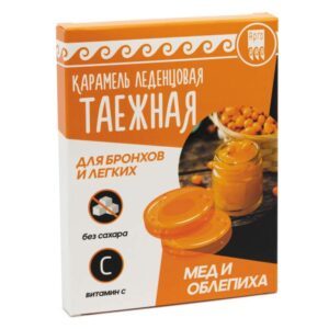 Карамель леденцовая Таежная для бронхов и легких, мед и облепиха 32 гр.